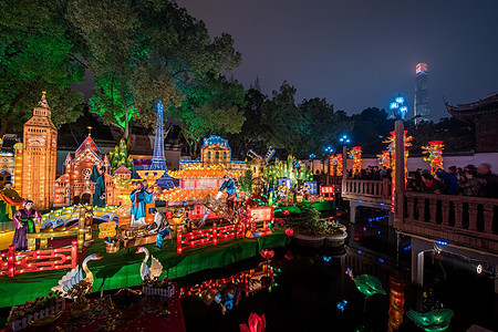 上海城隍庙豫园元宵灯会九曲桥图片