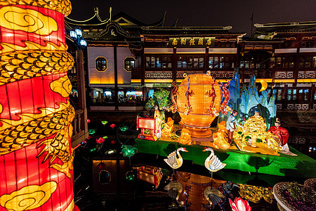 上海城隍庙豫园元宵灯会南翔馒头店背景图片