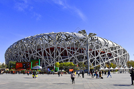 广场全景素材鸟巢背景