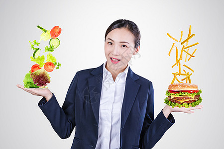 汉堡沙拉选择健康食物设计图片
