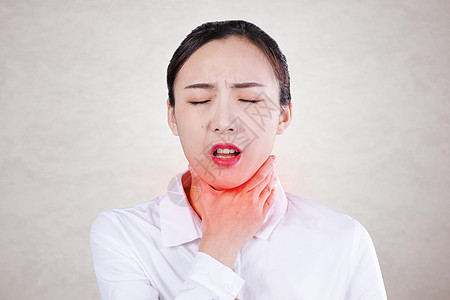 发炎感冒喉咙疼的女性设计图片
