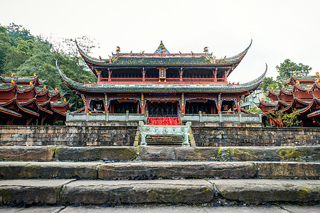 青石台阶都江堰文庙一景背景