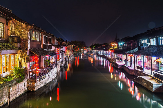 江南水乡西塘夜景图片