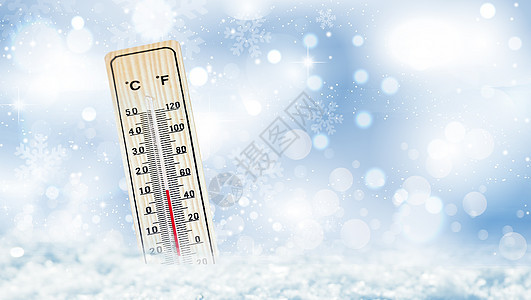 雪地里的温度计图片