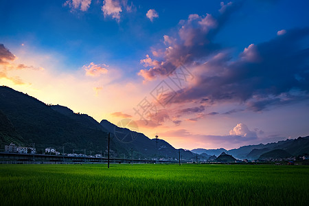 风景旅行海报田园风光夕阳背景