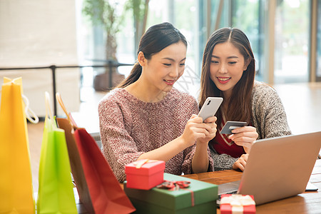 闺蜜咖啡店休息网购背景图片