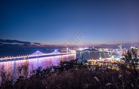 闪烁灯大连跨海大桥夜景背景