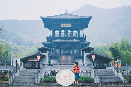 中国风竹林大唐贡茶院背景