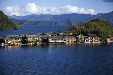 泸沽湖风景摩梭家访高清图片