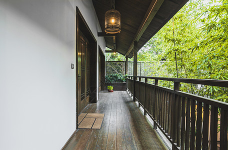 中式古典风格的阳台走廊背景图片