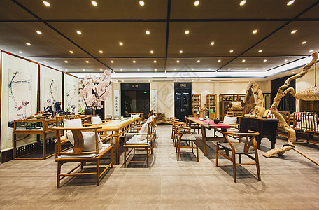 中式古典风格的茶室餐厅背景