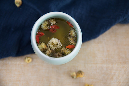 平铺图枸杞菊花养生茶图片