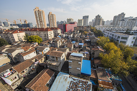 城市发展中的拆迁房背景图片