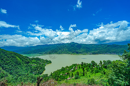 尼泊尔风景尼泊尔博卡拉费瓦湖背景