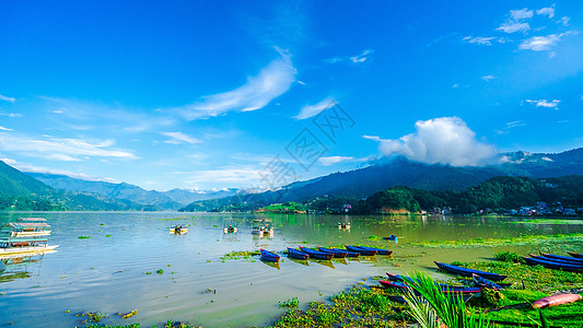 费瓦湖景区尼泊尔博卡拉费瓦湖背景