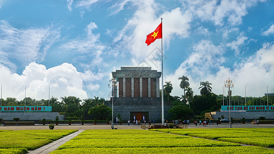 越南河内巴亭广场胡志明纪念堂背景图片