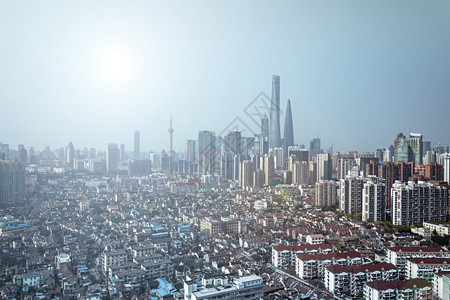 老夜上海上海陆家嘴地标建筑城市天际线背景