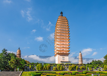 著名历史建筑云南大理崇圣寺三塔背景