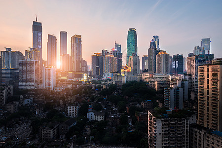 都市白天重庆CBD建筑群背景