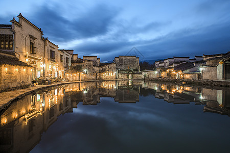 宏村夜色古村夜色背景