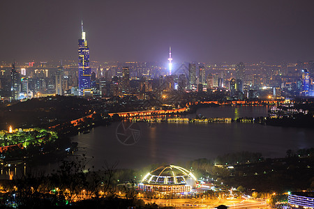 南京玄武湖夜景高清图片素材