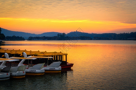 南京玄武湖夕阳西下著名旅游景点高清图片素材