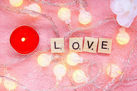 love情人节甜蜜粉色背景静物素材背景图片