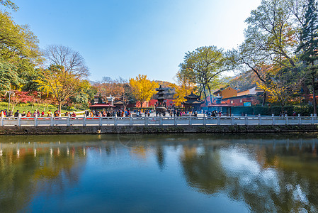 著名旅游景点江苏南京栖霞山红叶背景