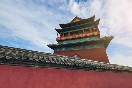 北京古代建筑鼓楼背景图片