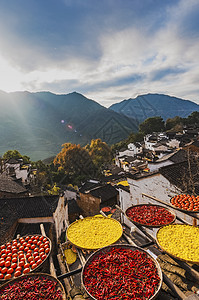 篁岭古村晒秋背景