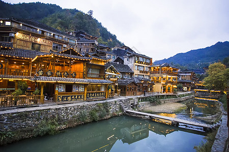 山水风景凤凰古镇背景