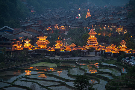 肇兴侗寨夜景高清图片