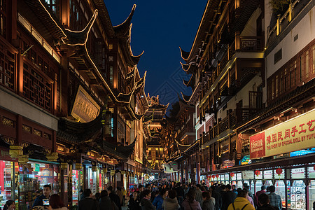 企业宣传上海城隍庙商业街夜景背景
