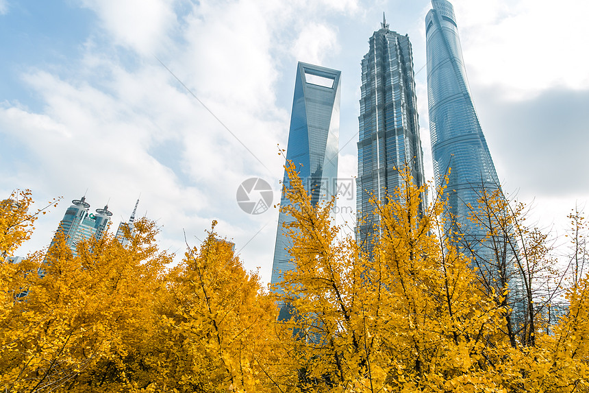 秋天的上海陆家嘴建筑图片