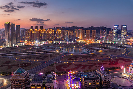 大连新星海广场夜景图片