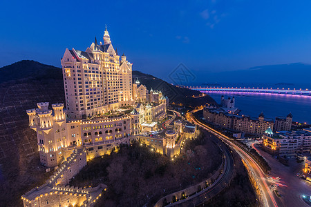 夜景建筑大连城堡酒店夜景背景