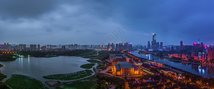 张江高科科技园区武汉汉江城市夜景高清全景背景