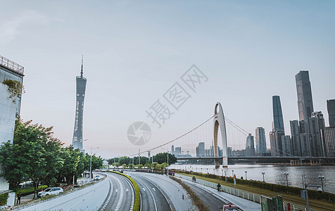 道路背景素材广州城市街道建筑背景