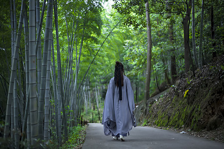 森林里的人森林里行走的仙人背景