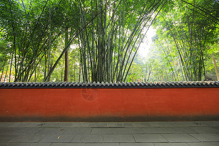 红墙竹林中国风红色围墙背景