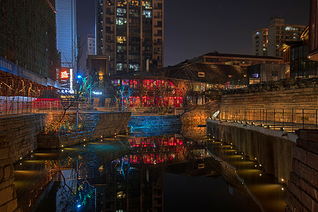 休闲街区夜景图片