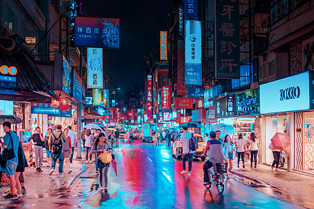 台湾街道台北夜景背景
