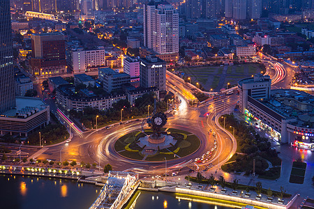 西安城市夜景天津世纪钟夜景背景