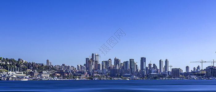 美国风景美国加州海港城市天际线背景