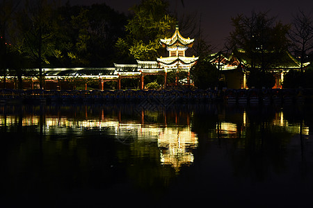 冬季夜游翠湖公园图片