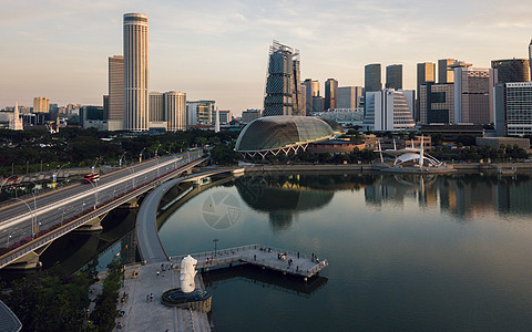 新加坡滨海湾高清大图航拍背景图片