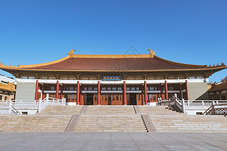 中国风花纹南京旅游景点里的古建筑背景