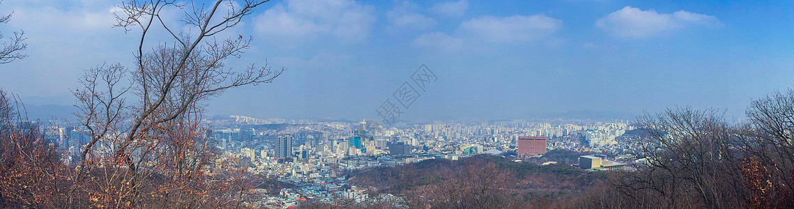 冬季城市冬日的首尔城市全景背景