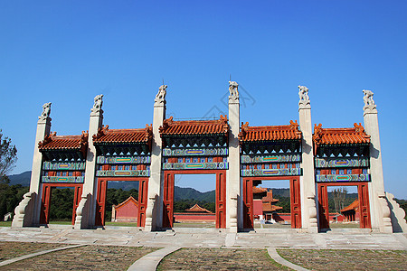 风水宝地清东陵康熙景陵的牌楼门背景