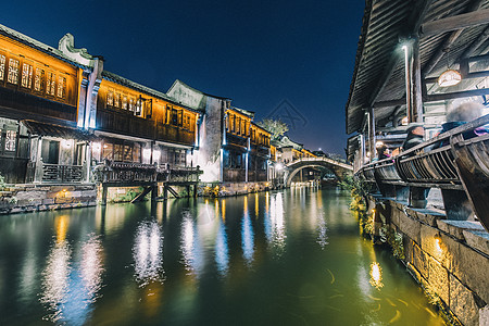 杭州运河夜景乌镇夜景背景